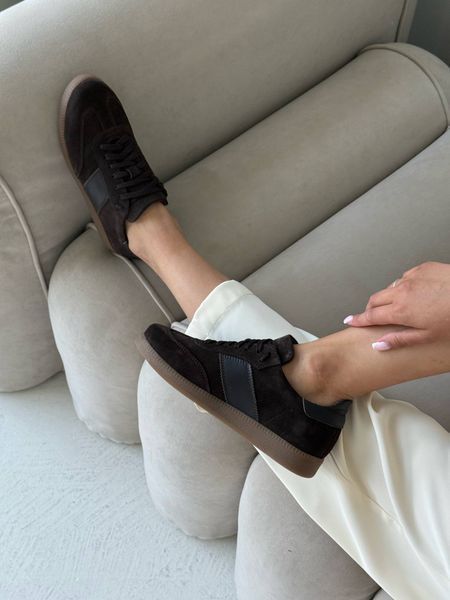 Шоколадні замшеві кеди з шкіряними вставками Арт. 15-12/21918(1П)  15-12/21918(1П) шоколад замша/ шоколад шк.  фото